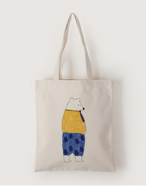 |插畫款|中帆布單層直式袋-爸爸熊 |插畫款|中帆布單層直式袋-爸爸熊