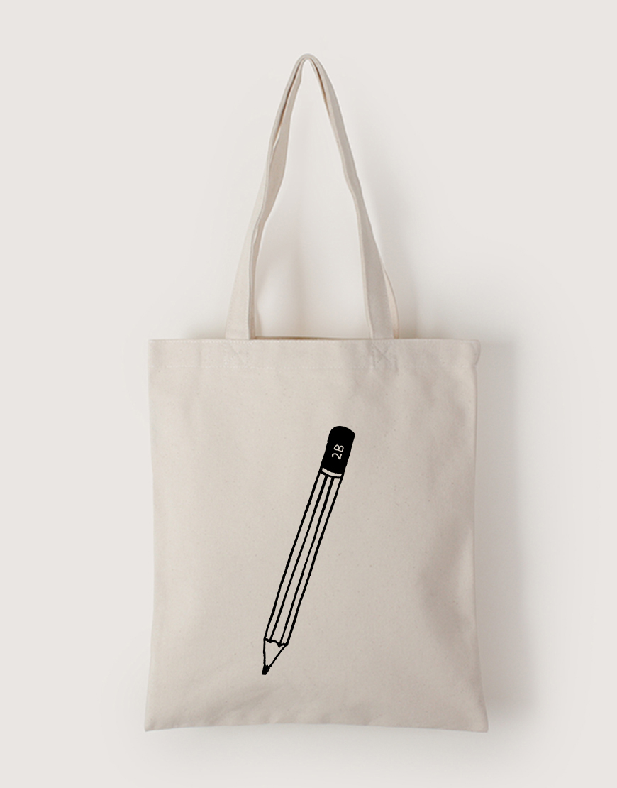 |插畫款|中帆布單層直式袋-2B鉛筆