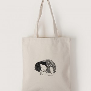 |插畫款|中帆布單層直式袋-還想睡覺啦