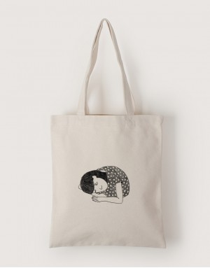 |插畫款|中帆布單層直式袋-還想睡覺啦