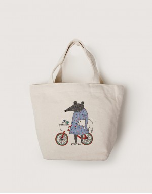 |插畫款|中帆布拉鍊小托特-鼠叔抓貓咪 |插畫款|中帆布拉鍊小托特-鼠叔抓貓咪