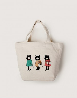 |插畫款|中帆布拉鍊小托特-熊三隻 |插畫款|中帆布拉鍊小托特-熊三隻