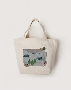 |插畫款|中帆布拉鍊小托特-動物郵差 |插畫款|中帆布拉鍊小托特-動物郵差