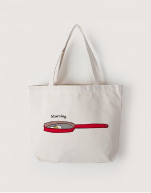 |插畫款|中帆布雙層橫式袋-Morning Egg |插畫款|中帆布雙層橫式袋-Morning Egg