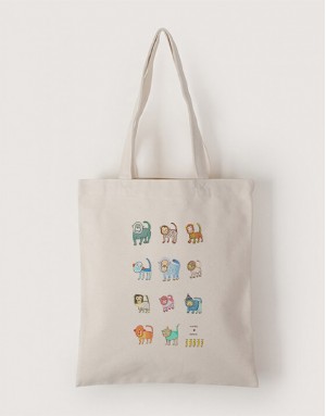 |插畫款|中帆布單層直式袋-猴子派對 |插畫款|中帆布單層直式袋-猴子派對