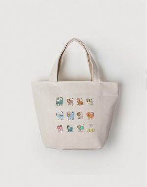 |插畫款|中帆布拉鍊小托特-猴子派對 |插畫款|中帆布拉鍊小托特-猴子派對