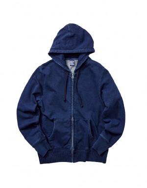 |日本品牌|丹寧藍連帽拉鍊外套